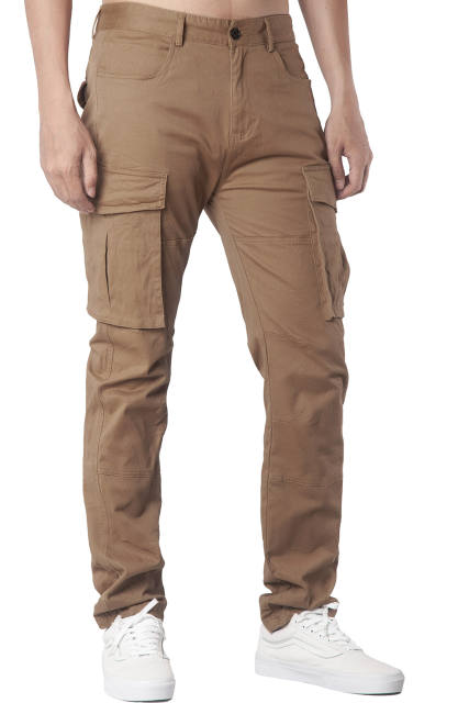 Man Cargo Work Pants Straight Fit Dark Khaki