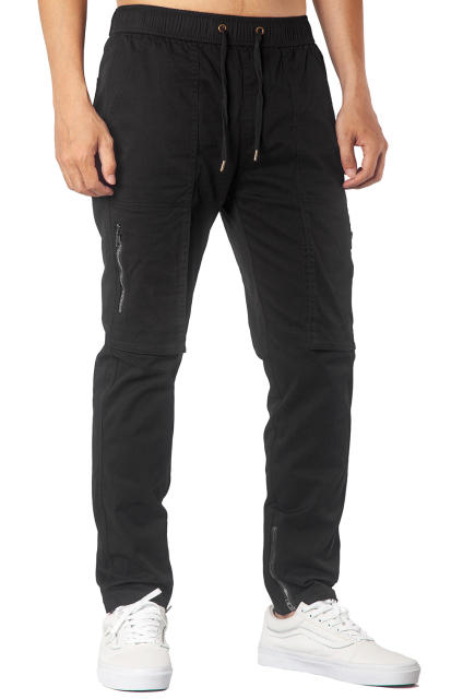 Mens Joggers with Zipper Pockets Slim Fit Black