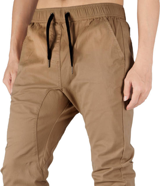 Man Khaki Jogger Pants Slim Fit Dark Khaki