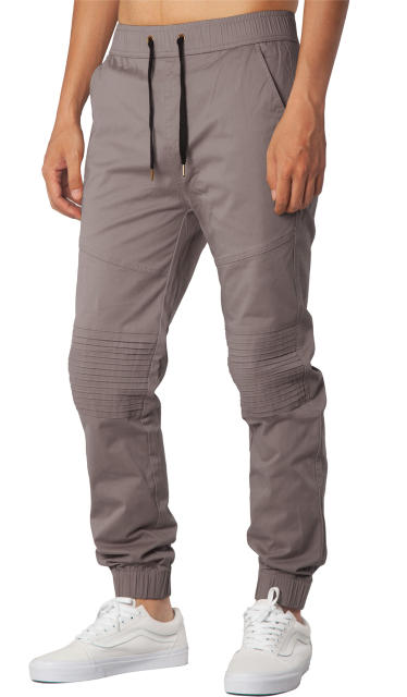 Man Khaki Jogger Pants with Wrinkled Design Mid Grey