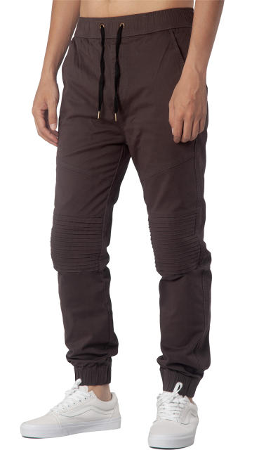 Man Khaki Jogger Pants with Wrinkled Design Slim Fit Coffee