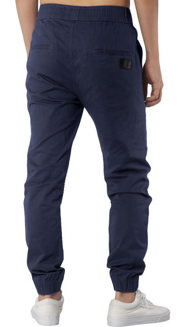 Man Khaki Jogger Pants with Wrinkled Design Navy Blue