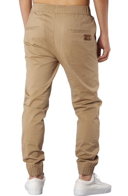 Man Khaki Jogger Pants with Wrinkled Design Khaki