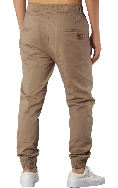 Man Khaki Jogger Pants with Wrinkled Design Dark Khaki