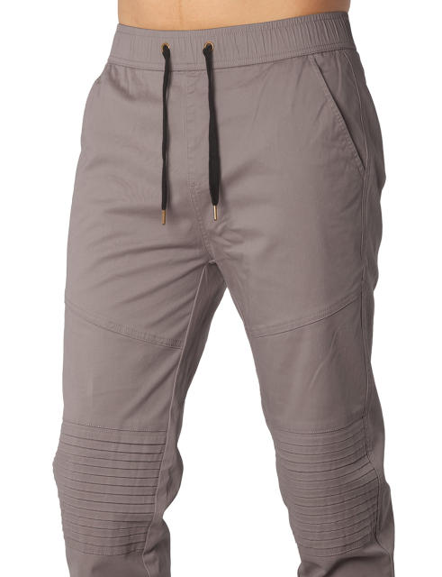 Man Khaki Jogger Pants with Wrinkled Design Slim Fit Mid Grey