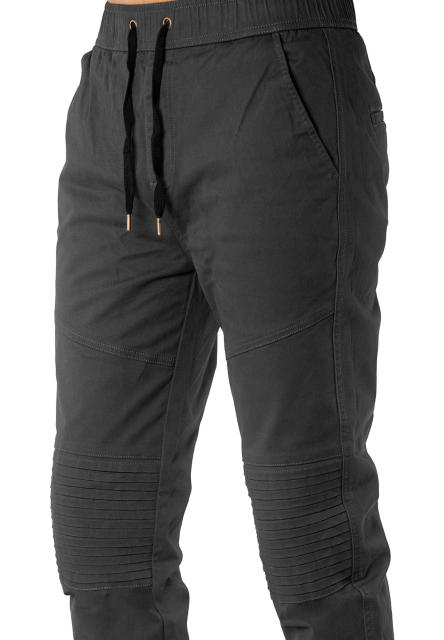 Man Khaki Jogger Pants with Wrinkled Design Slim Fit Dark Grey
