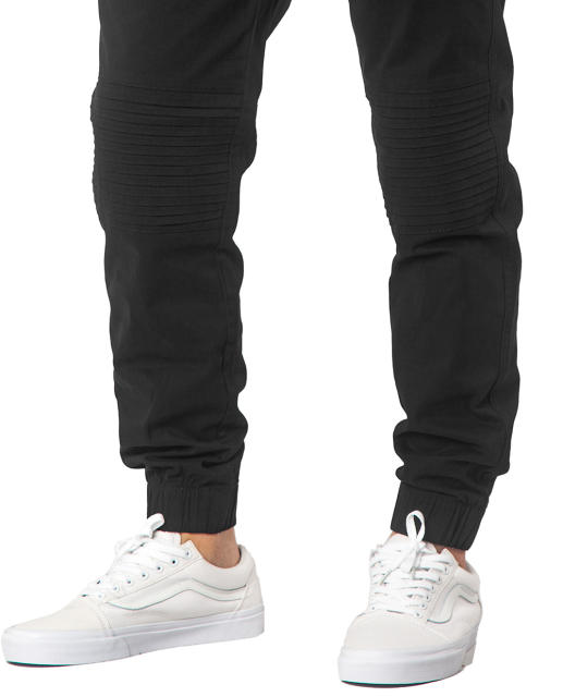 Man Khaki Jogger Pants with Wrinkled Design Slim Fit Black