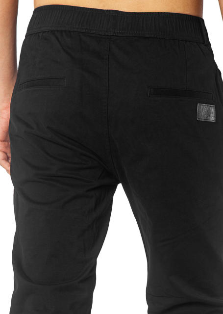 Man Khaki Jogger Pants with Wrinkled Design Slim Fit Black
