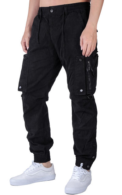 Man Wild Cargo Jogger Pants Slim Fit Black