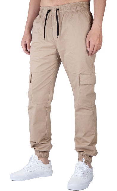 Men Cargo Joggers Athletic Pants Khaki