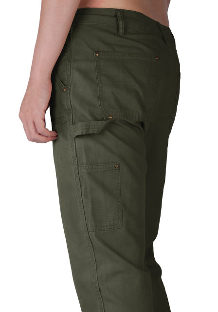 Man Carpenter Chino Pants with Tool Pockets Relaxed Fit Army Green