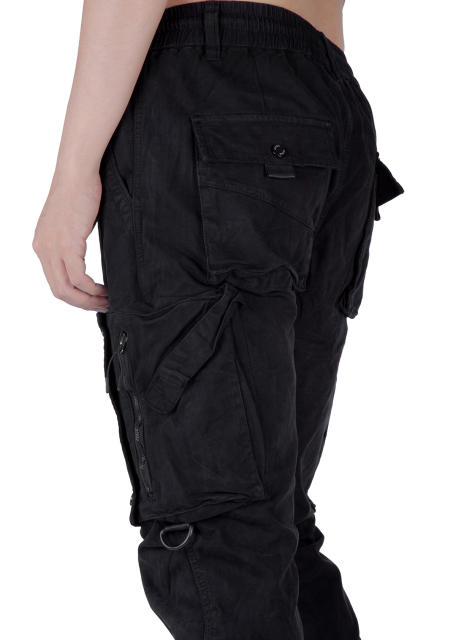 Man Wild Cargo Jogger Pants Slim Fit Black