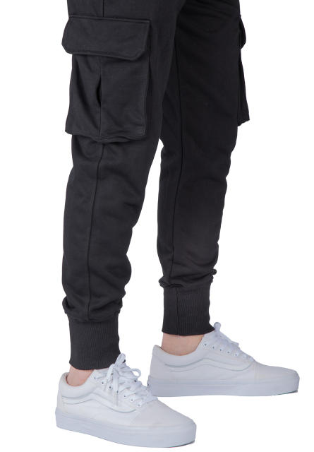 Sweatpants for Men Active Fleece Jogger Track Pants with Cargo Pockets Slim Fit Slim Fit Black