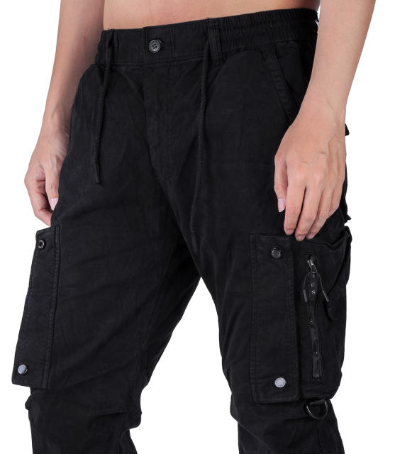 Man Wild Cargo Jogger Pants Slim Fit Black