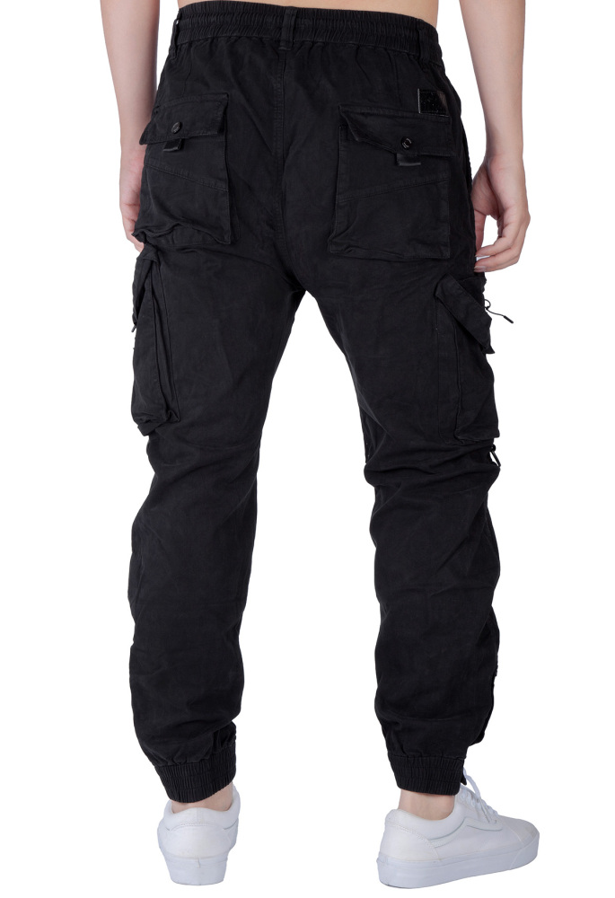 Man Wild Cargo Jogger Pants Slim Fit Black