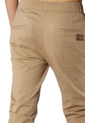 Man Khaki Jogger Pants with Wrinkled Design Slim Fit Khaki