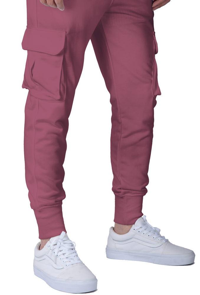 Sweatpants for Men Active Fleece Jogger Track Pants with Cargo Pockets Slim Fit Slim Fit Burgundy