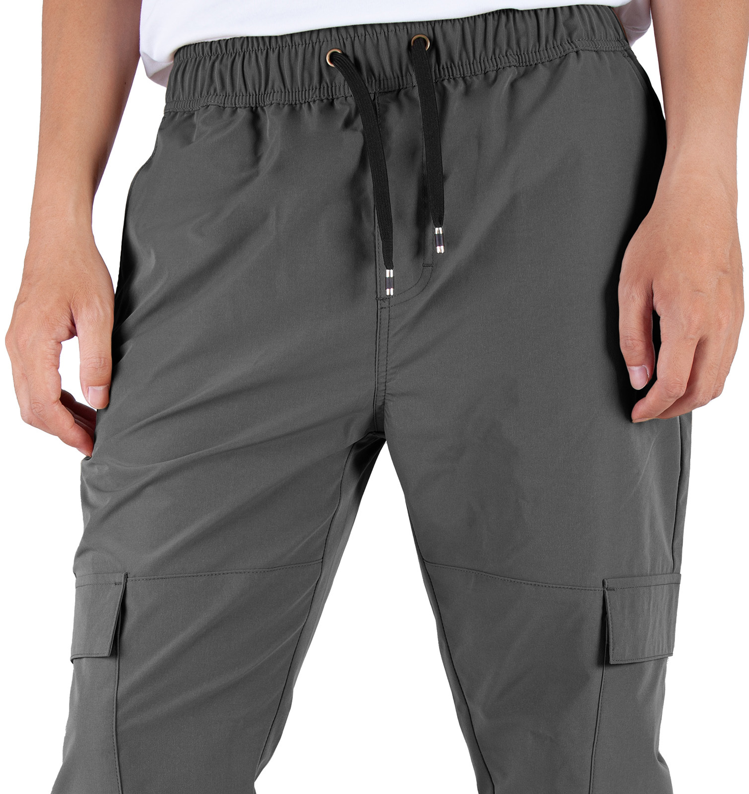 Man Lightweight Cargo Jogger Pants Slim Fit Mid Grey