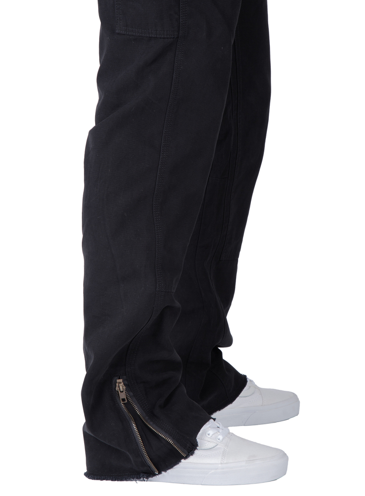 Man Carpenter Chino Pants with Tool Pockets Relaxed Fit Black