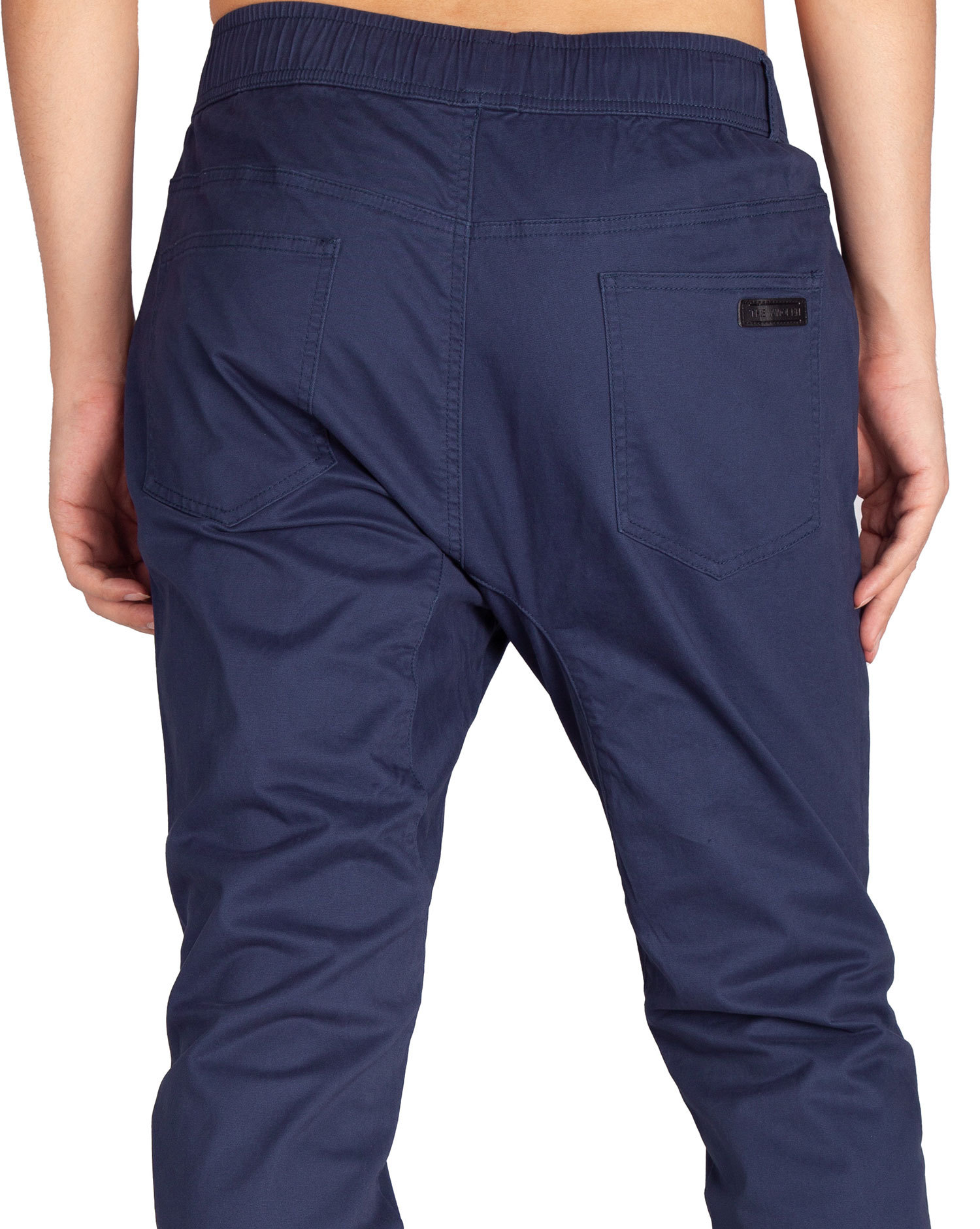 Mens Jogger Pants with Pockets Open Hem Slim Fit Navy Blue