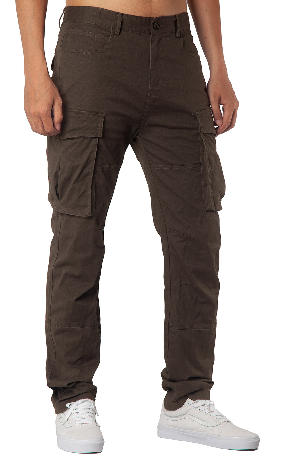 Man Cargo Work Pants Dark Brown