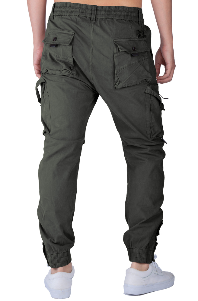 Man Wild Cargo Jogger Pants Slim Fit Army Green