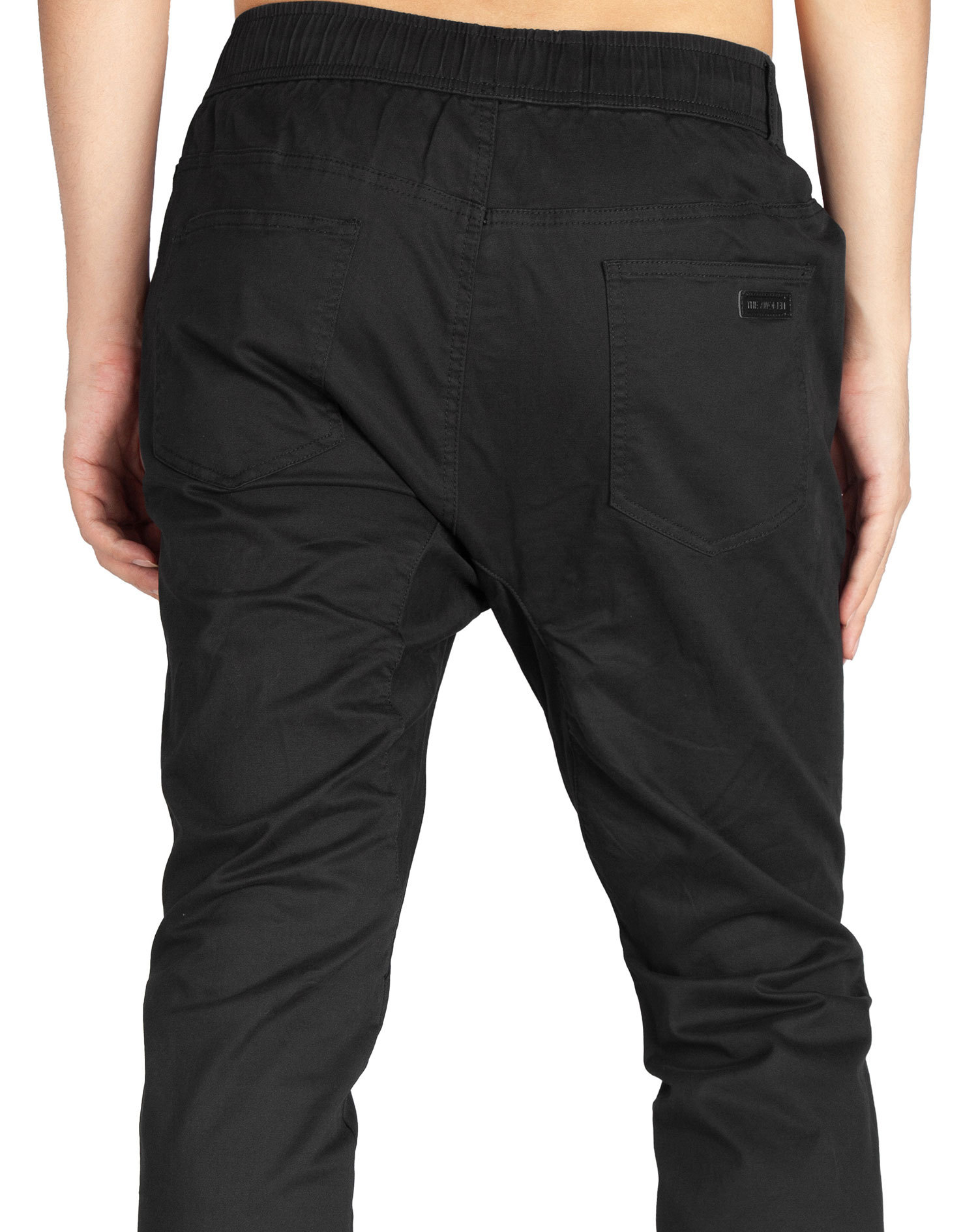Mens Jogger Pants with Pockets Open Hem Slim Fit Black