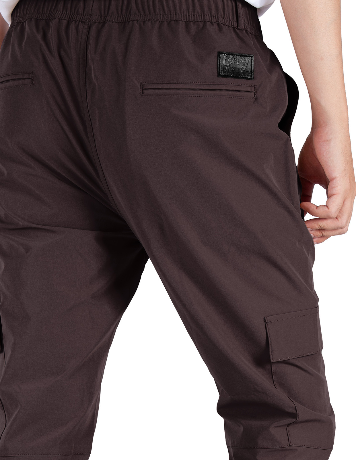 Man Lightweight Cargo Jogger Pants Slim Fit Dark Brown