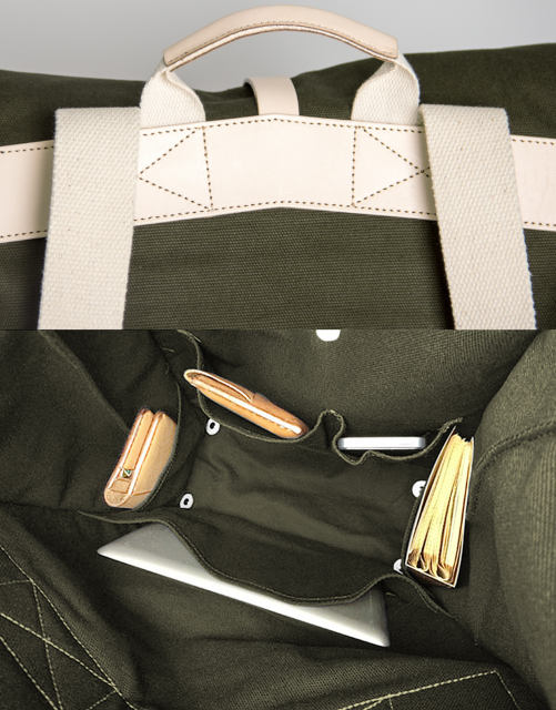 Canvas Backpack Computer Bag School Bag- Leather Belt