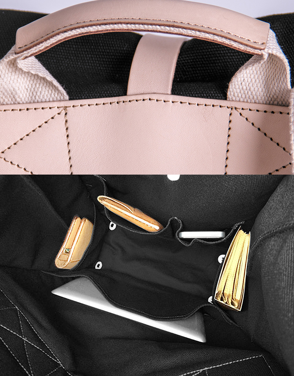 Canvas Backpack Computer Bag School Bag- Leather Belt