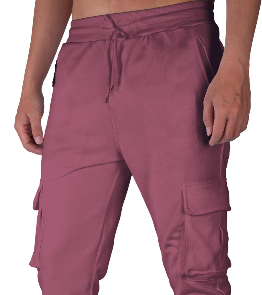 Sweatpants for Men Active Fleece Jogger Track Pants with Cargo Pockets Slim Fit Slim Fit Burgundy