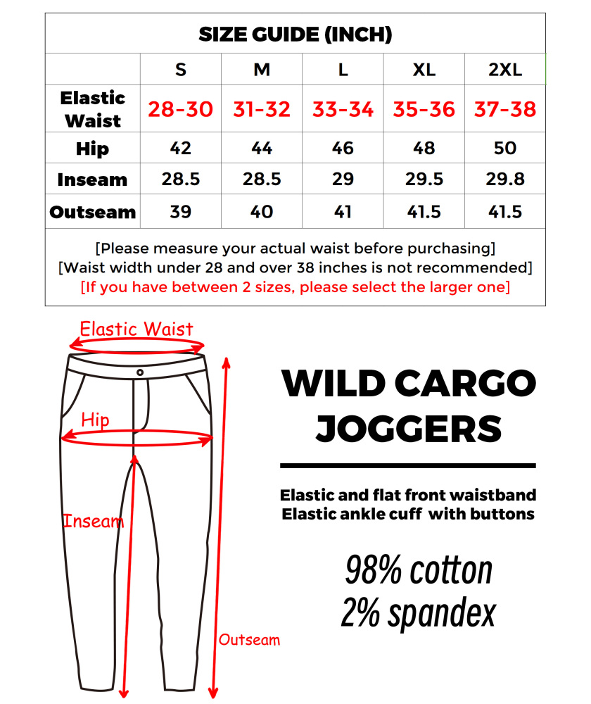 Man Wild Cargo Jogger Pants Slim Fit Khaki