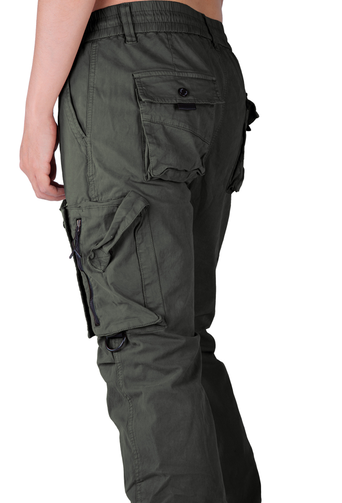 Man Wild Cargo Jogger Pants Slim Fit Army Green