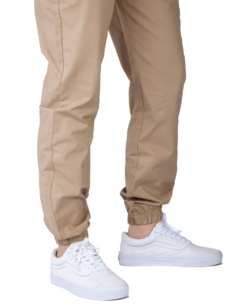 Men Joggers with Pockets Slim Fit Athletic Pants Khaki
