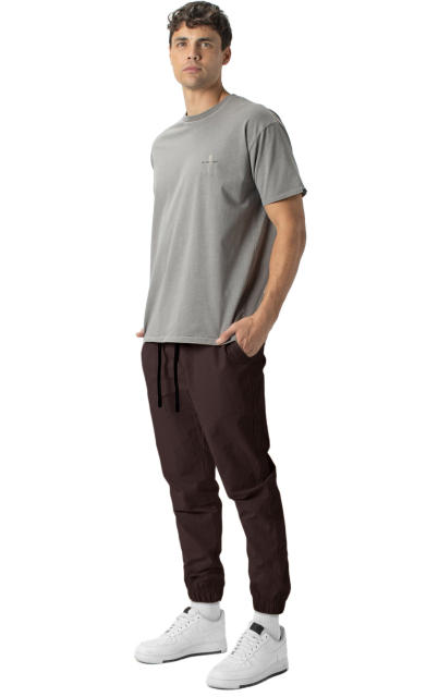 Man Lightweight Jogger Pants Slim Fit Coffee