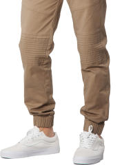 Man Khaki Jogger Pants with Wrinkled Design Slim Fit Dark Khaki
