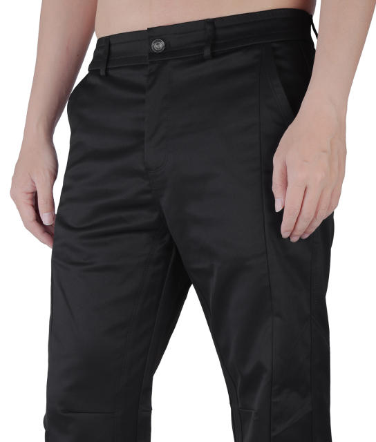 Mens Elastic Waistband Chino Pants Straight Legs Regular Fit Black