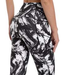 Free Leaper Women High Waisted Workout Leggings Black White Splinter