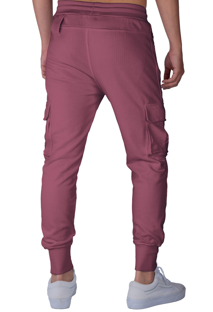 Sweatpants for Men Active Fleece Jogger Track Pants with Cargo Pockets Burgundy