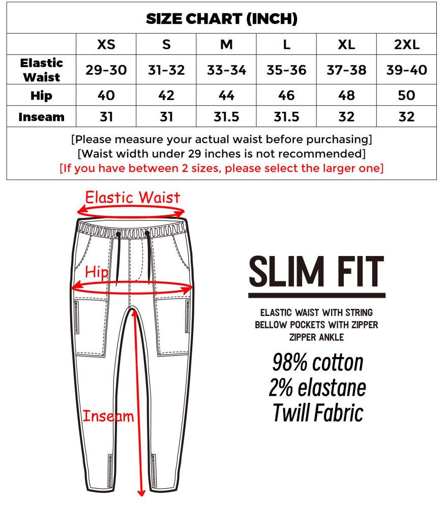 Mens Joggers with Zipper Pockets Slim Fit Mid Grey
