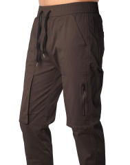 Mens Joggers with Zipper Pockets Slim Fit Coffee