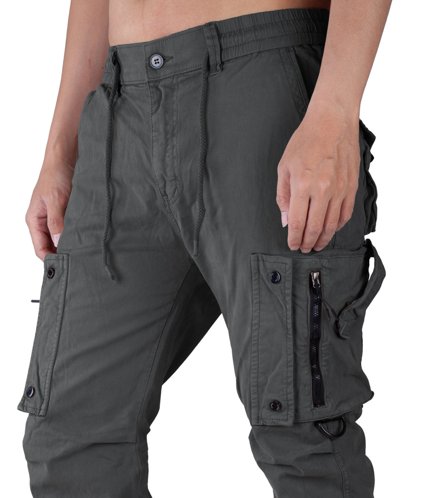 Man Wild Cargo Jogger Pants Slim Fit Dark Grey