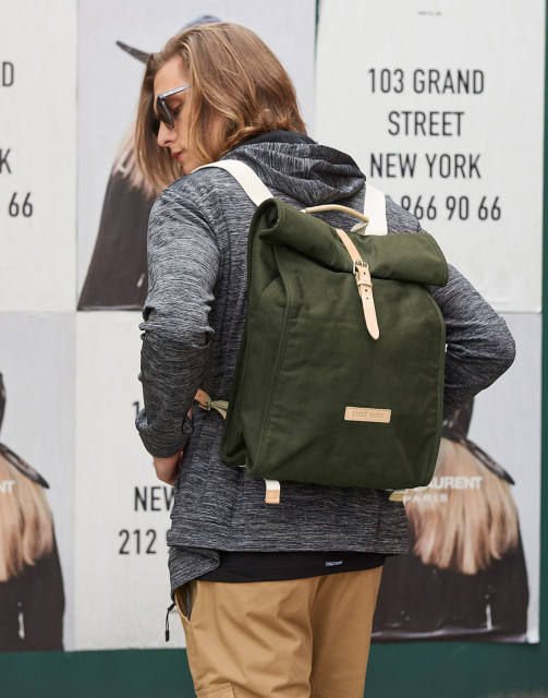 Canvas Backpack Computer Bag School Bag- Leather Belt