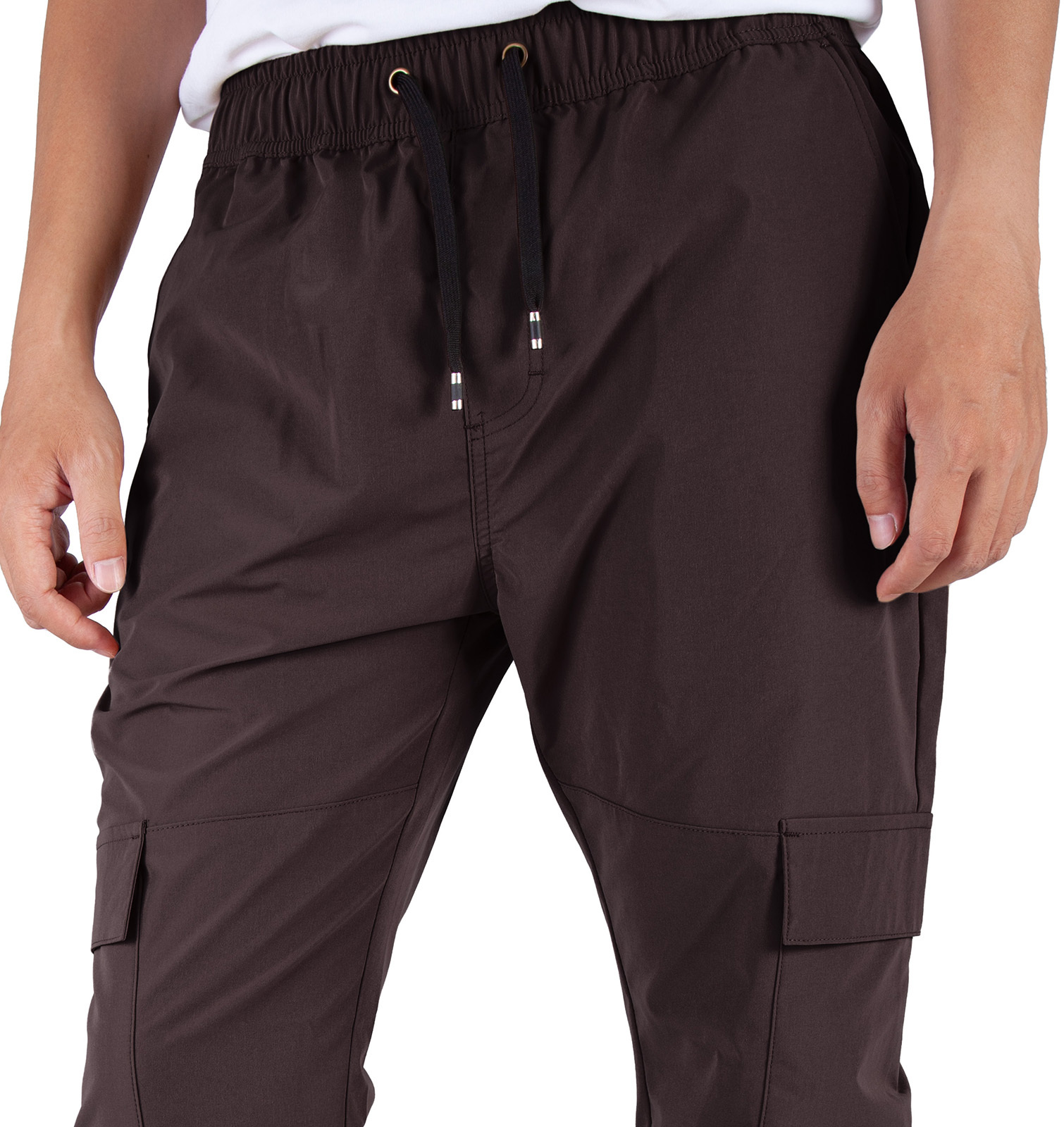 Man Lightweight Cargo Jogger Pants Slim Fit Dark Brown