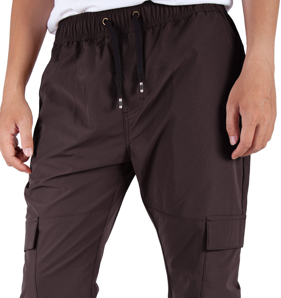 Man Lightweight Cargo Jogger Pants Slim Fit Dark Brown