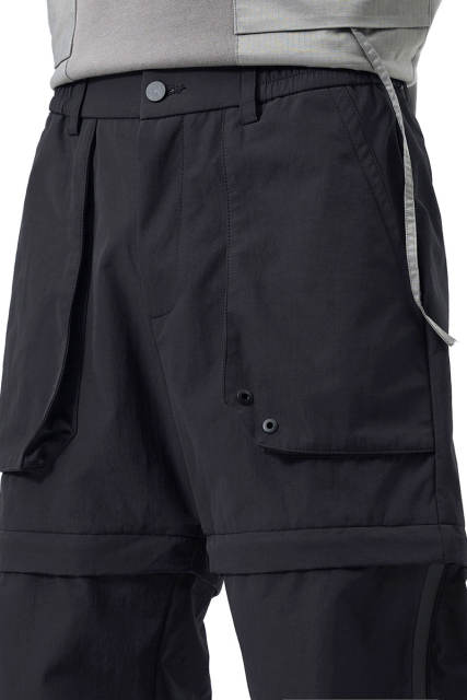 Mens Utility Hiking Pants Convertible Zip Off Fishing Motor Safari Travel Relaxed Fit Black