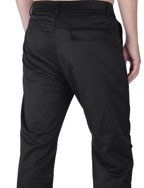 Mens Elastic Waistband Chino Pants Straight Legs Regular Fit Black