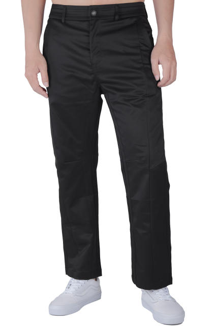 Mens Elastic Waistband Chino Pants Straight Legs Regular Fit Black
