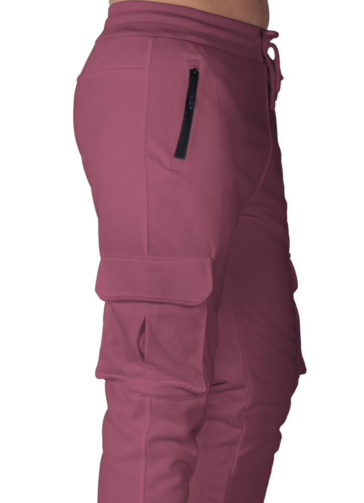Sweatpants for Men Active Fleece Jogger Track Pants with Cargo Pockets Slim Fit Slim Fit Burgundy