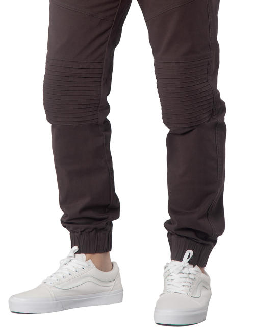 Man Khaki Jogger Pants with Wrinkled Design Slim Fit Coffee